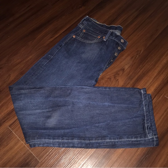 Vtg 90s/Y2K 501 Levis Button Up Dark Denim Mens Tall Bootcut Jeans - Picture 6 of 12